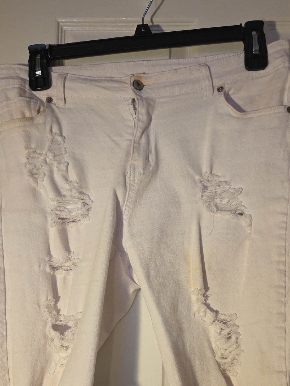 Moschino Women's Distressed Cream-White Jean Shorts